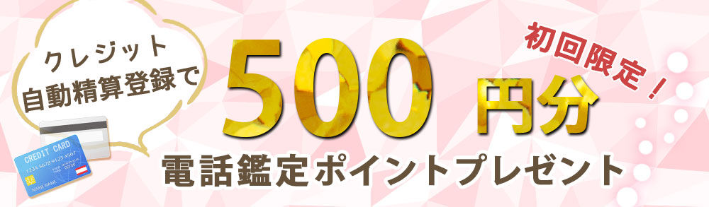 新規登録特典！クレジット自動精算登録で500円分の鑑定ポイントが貰える！