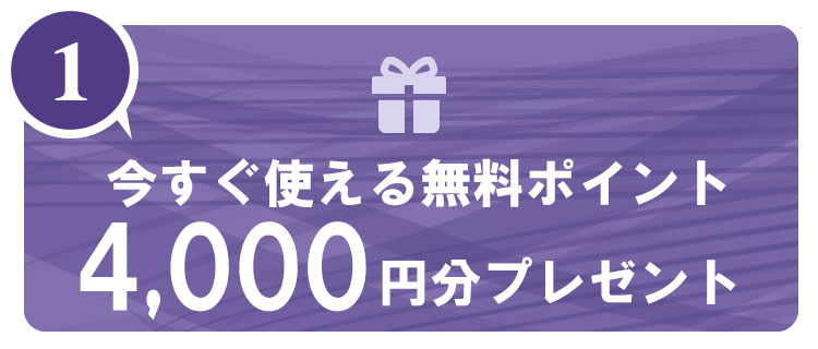 特典1 今すぐ使える無料ポイント4,000円分プレゼント