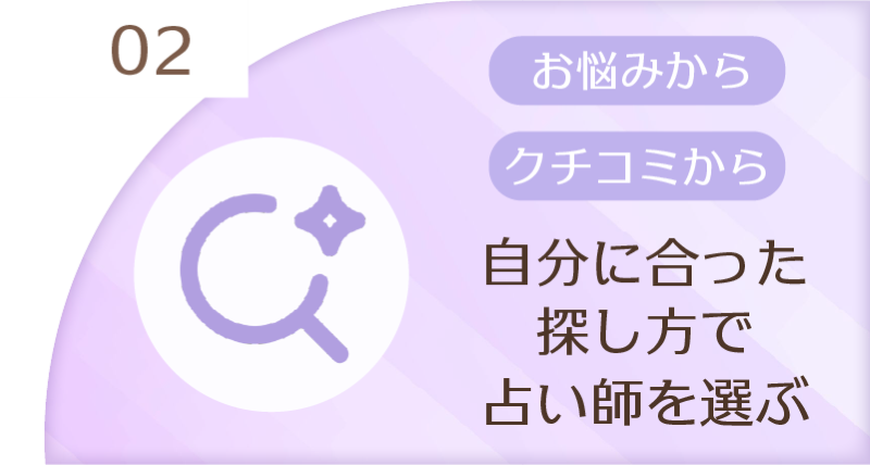 お悩みから クチコミから 自分に合った探し方で占い師を選ぶ